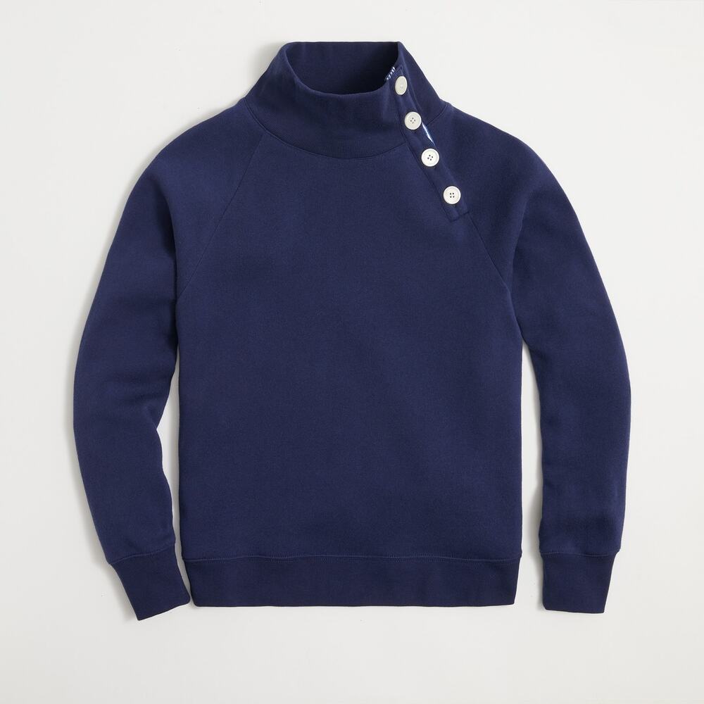 J.Crew Factory Wide Button Collar Pullover Cloudspun Fleece Blue Size XS